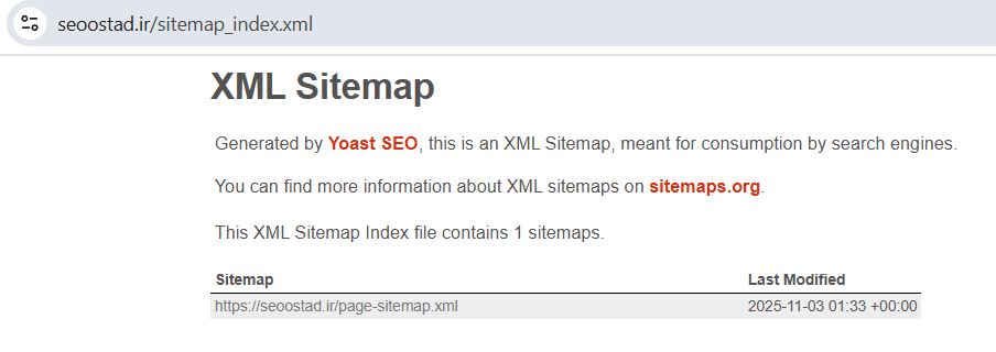 سایت مپ ساخته شده با افزونه یوست سئو